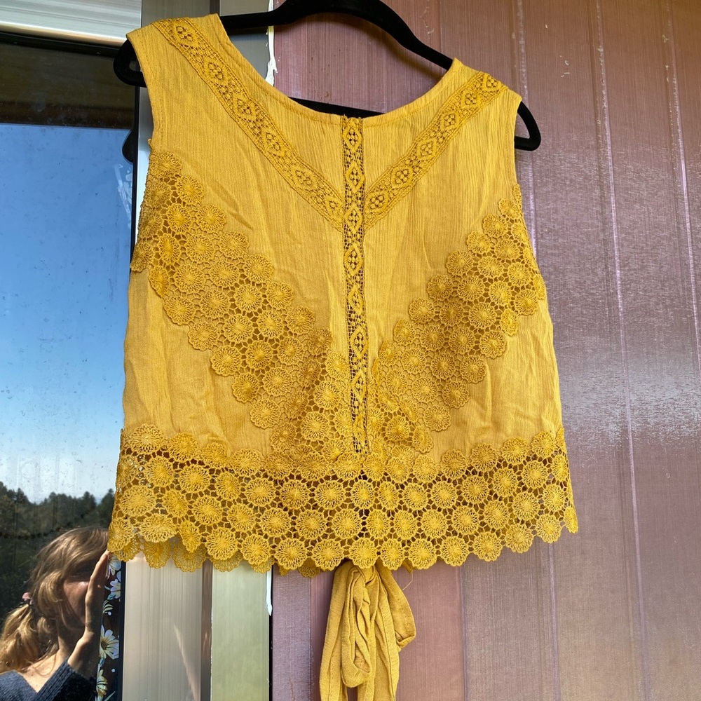 Golden boho beach tank top